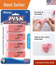 BAZIC Pink Erasers, Non-Toxic, Bulk Pack for School & Office