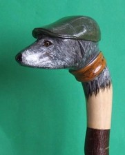 Wooden walking stick hand carved Dog wooden walking cane