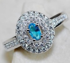2CT Aquamarine  Topaz 925 Solid Sterling Silver Ring Sz 6 LB1-3