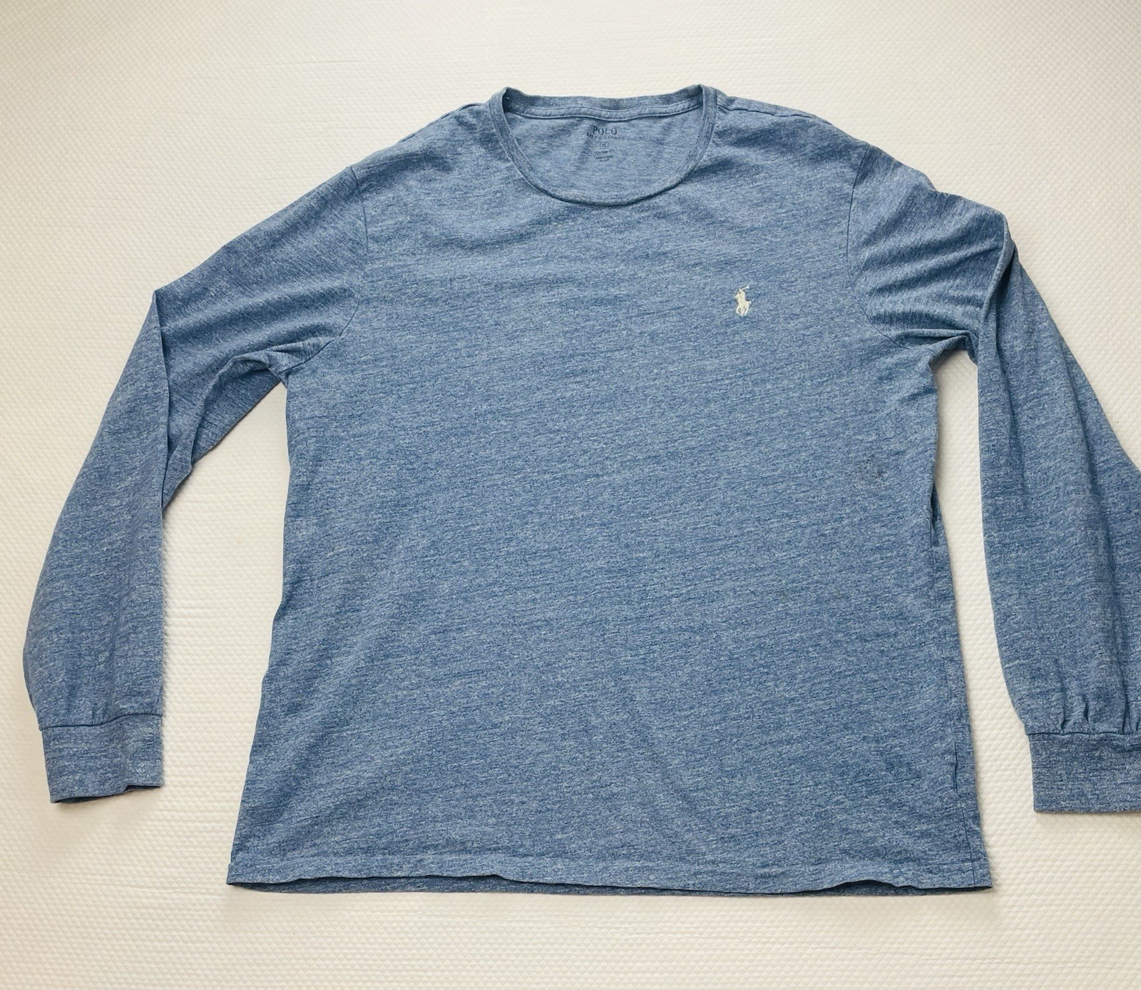 POLO RALPH LAUREN uomo XLarge blu manica lunga t shirt pony ricamato