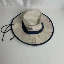 Expert Gardener Hat Boonie Strap Back Mens One Size Beige Blue Wide Brim Mesh