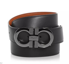 Salvatore Ferragamo Men's Double Gancini Reversible Leather Belt 90cm /36 in