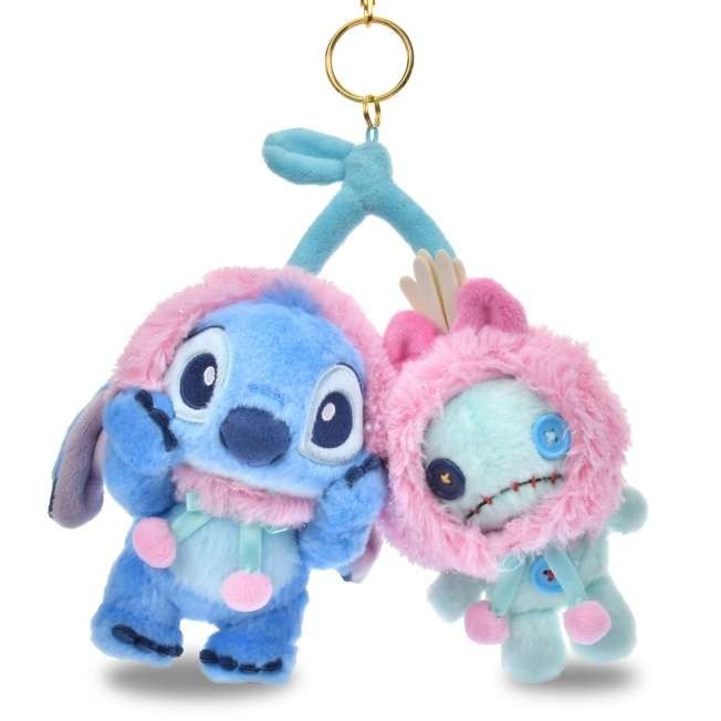 Japan Disney Store Stitch & Scrump Plush Keychain GLOSSY FRUITS
