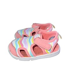 Carter's pastel striped sandals with hook and loop close  size  4M