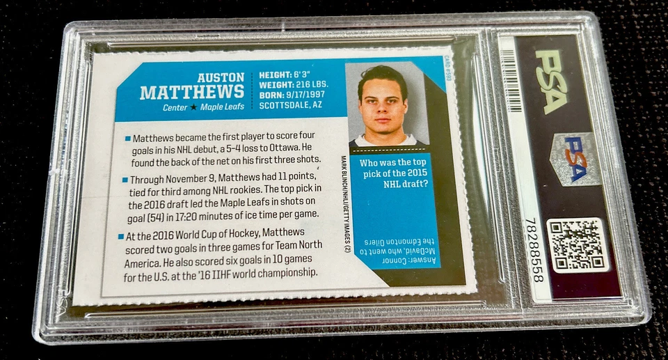 AUSTON MATTHEWS ROOKIE Maple Leafs 2016-17 Sports Illustrated for Kids SI PSA 8 - Image 2 of 2