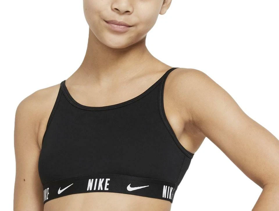 Nike Trophy Big Kids' (Girls') Sports Bra (Black/White) Plus Size DB3710-010