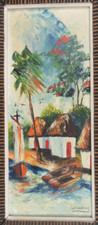 Vintage Signed Ed. Cardinal Mid Century Highwaymen Oil Canvas Painting