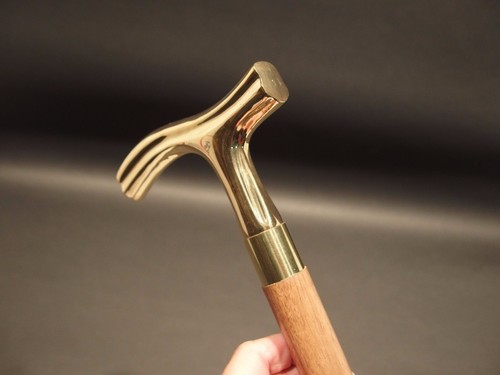 Brass Vintage Style Designer Head Handle Brown Wooden Walking Stick Cane Gift - Picture 6 of 6