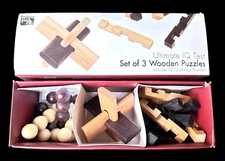 Ultimate IQ Test Wooden Puzzles Brain Teasers with 3 Puzzles by Professor Puzzle