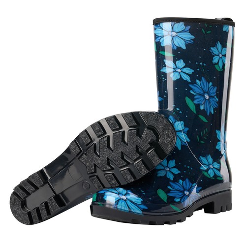 HISEA Women's Printed Rain Boot Waterproof Mid Calf Farm Garden Yard Work Boots - Picture 78 of 103