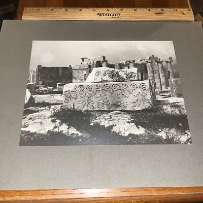 Athens Acropolis Decorated Block Ruins Antique Mounted Greek Architecture Photo