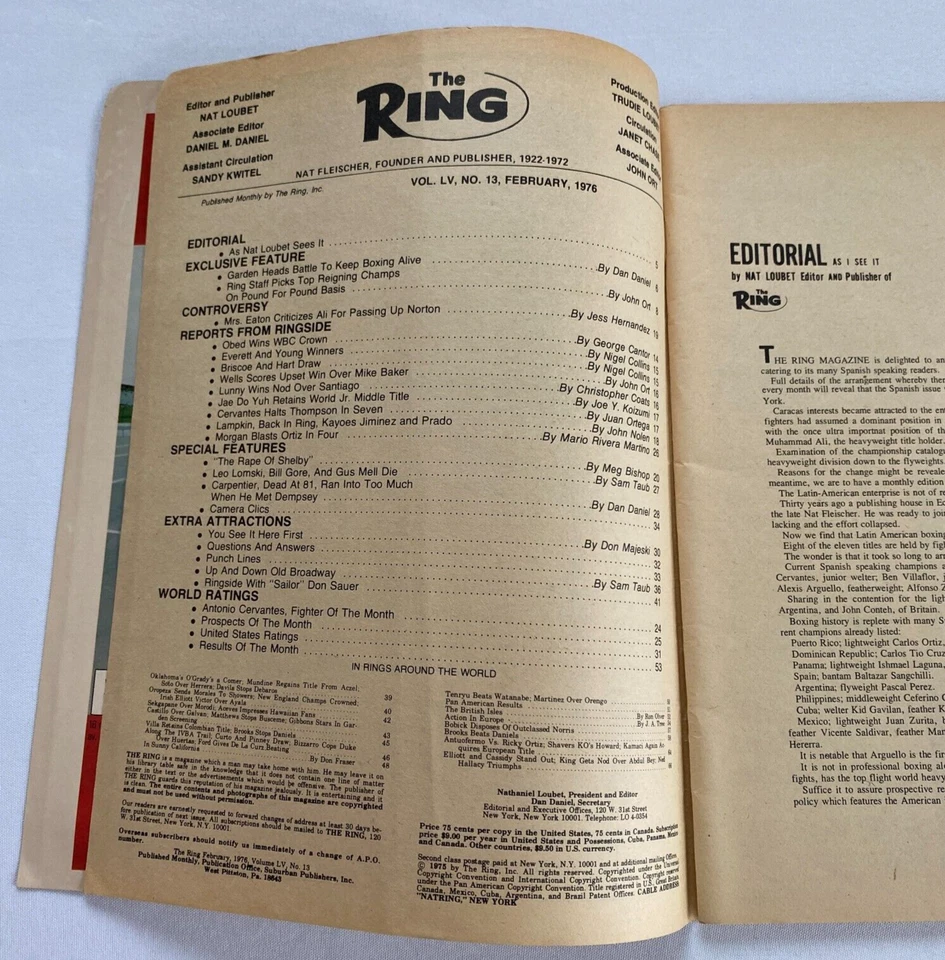 Vtg The Ring Boxing Magazine Today's Champs Rated Pound For Pound February 1976 - Image 3 of 3