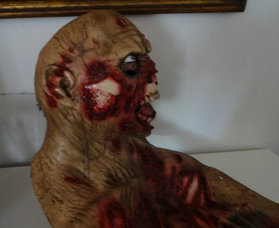 Halloween Decaying Zombie Walking Dead Mask Latex Bloody Scary Face Half body - Image 4 of 4