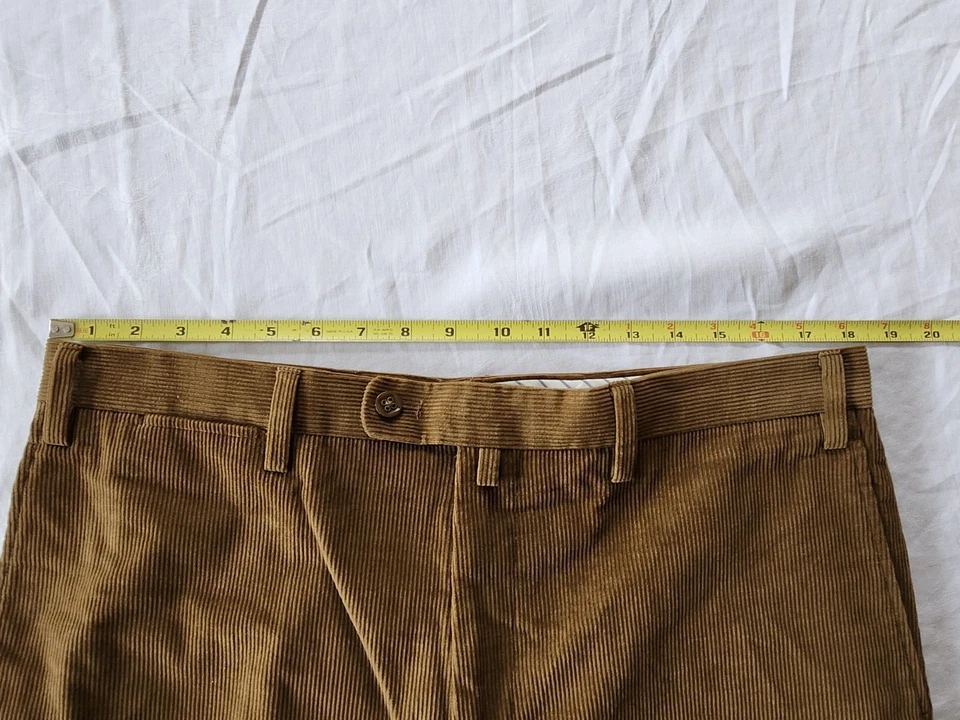 Calça Barry Bricken Masculina Veludo Cashmere Mescla Plana Mid Wale Lt Marrom 36X32 - Imagem 2 de 4