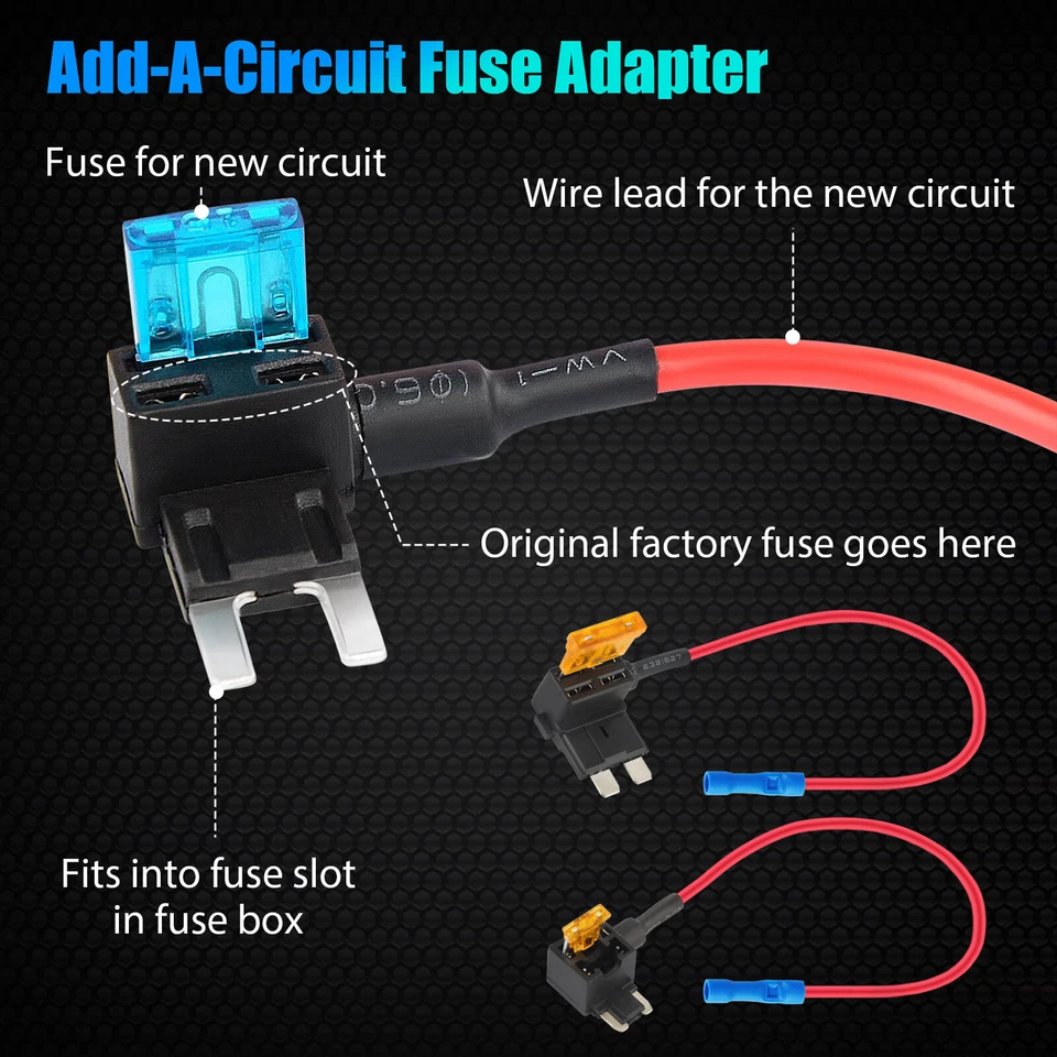 10pc 12V Car Add-a-Circuit Fuse Adapter w/ Standard & Mini Tap Blade Fuse Holder - Image 4 of 4