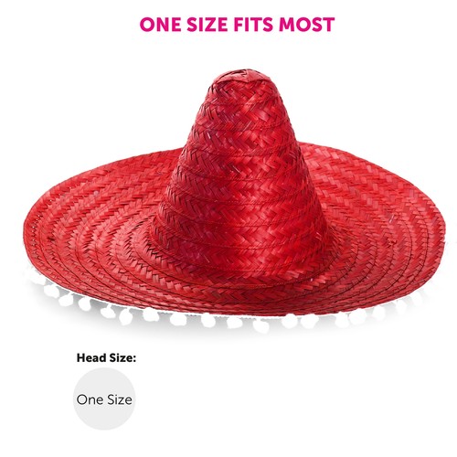 RED MEXICAN SOMBRERO STRAW HAT ADD MOUSTACHE CIGAR STAG HEN FANCY DRESS LOT - Picture 7 of 9