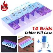2 pack Weekly Pill Box Organizer Twice a Day 7 day AMPM Organizer Case Medicine