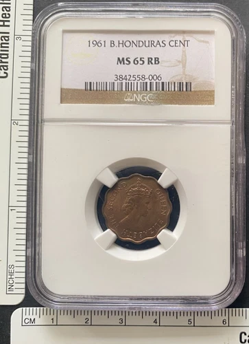 BRITISH HONDURAS, 1961, 1 Cent, NGC MS 65 RB