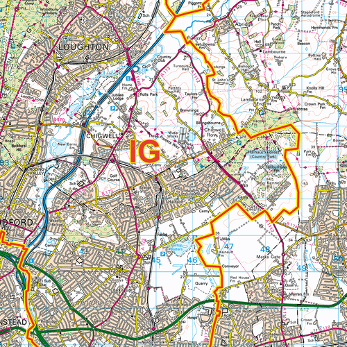 Greater London Postcodes, Map of London Area Postcodes - Picture 4 of 6