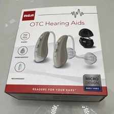RCA Hearing Aid In-Ear Canal Design w/ Charging Case & Accessories 
