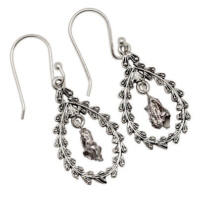 Southwest - Natural Meteorite Campo Del Cielo 925 Silver Earrings ALLE-19216