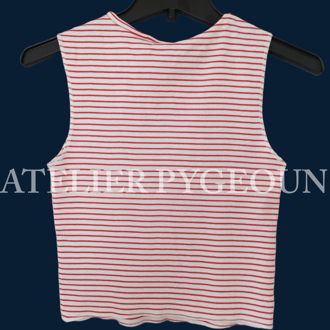 NWT H&M Fitted 100% Cotton Mickey Mouse Print Tank-Top Striped Red