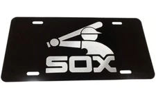 CHICAGO WHITE SOX BATTER MAN Logo Car Tag Diamond Etch on Alum License Plate