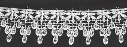 NEU WEISS 2 3/8 ZOLL FALLENDES PEDAL DESIGN VENISE LACE Tri - Bild 2 von 2
