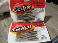 2 Packs Berkley Gulp Fishing Baits 3" Split Tail Minnow Emerald Shiner Color