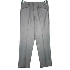 Vintage Levis Action Slacks Men 34x31.5 Brown Flat Front Dress Pants Knit Dacron