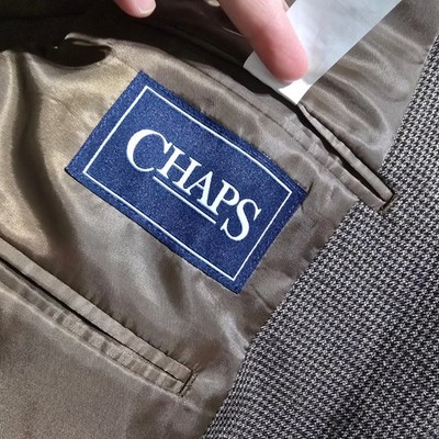 Chaps Mens 48R Brown Houndstooth Blazer Two Button Sport Coat suit Jacket