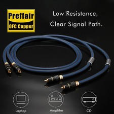 Pair OFC Silver Plated RCA Cable Male To Male Audio Signal Interconnect Wire