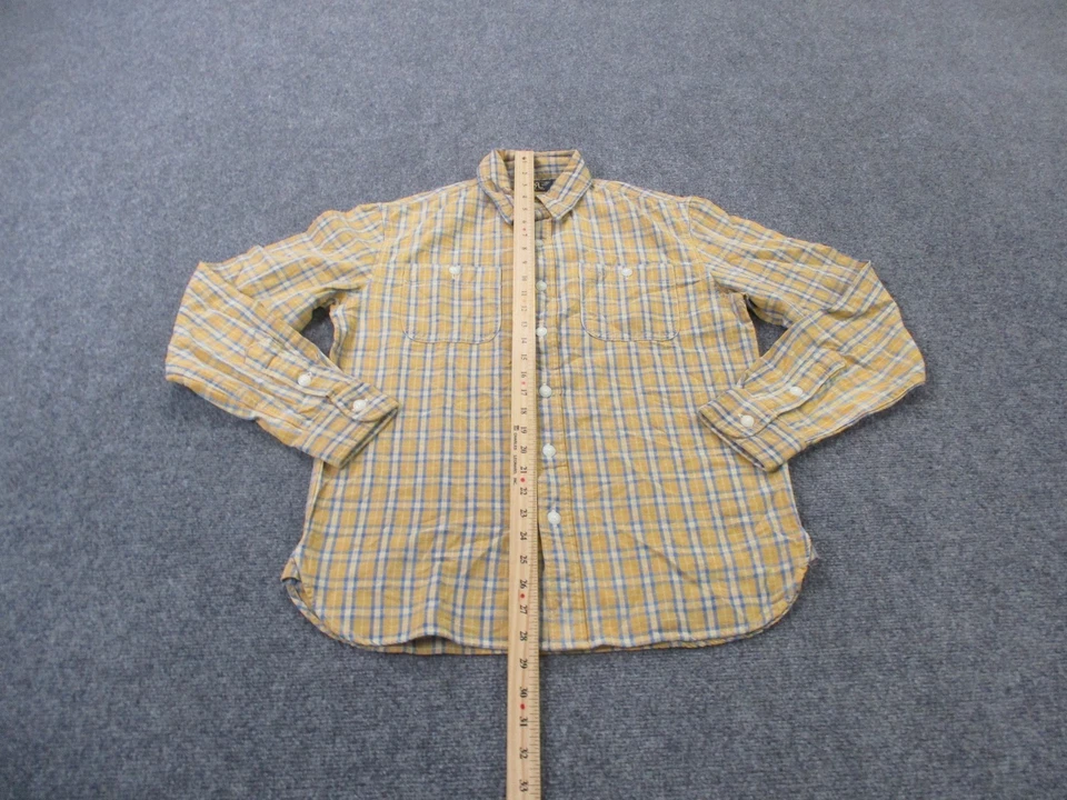 Camisa RRL Hombres S Amarillo Franela a Cuadros Polo Golf Ralph Lauren Abotonada Foto 3 de 4