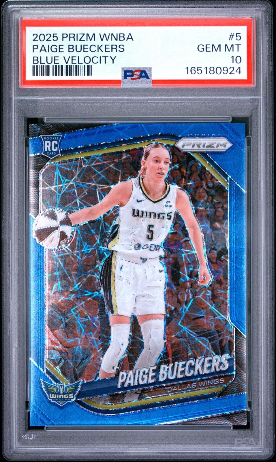 2025 PANINI PRIZM WNBA BLUE VELOCITY #5 PAIGE BUECKERS ROOKIE RC PSA 10 view 1