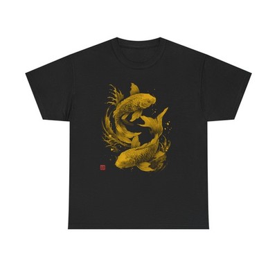 Japanese Koi Fish T-Shirt Golden Carp Zen Wabi-Sabi Traditional Art Graphic Tee