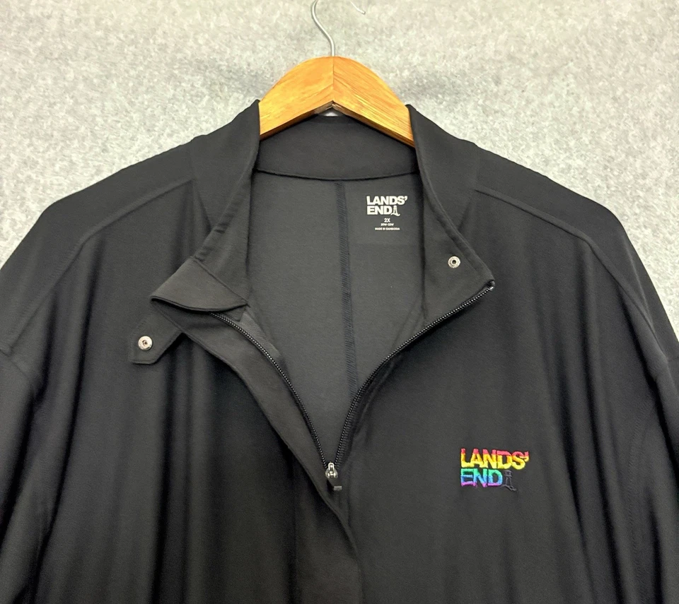 Lands' End Mujer Manga Larga 1/4 Cremallera UPF 50 Rendimiento Arco Iris Logo Talla 2X Foto 4 de 4