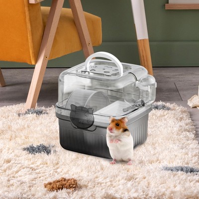 Hamsterkäfig mit Trinkflasche und Heimtrainer atmungsaktiv transparent Hamster
