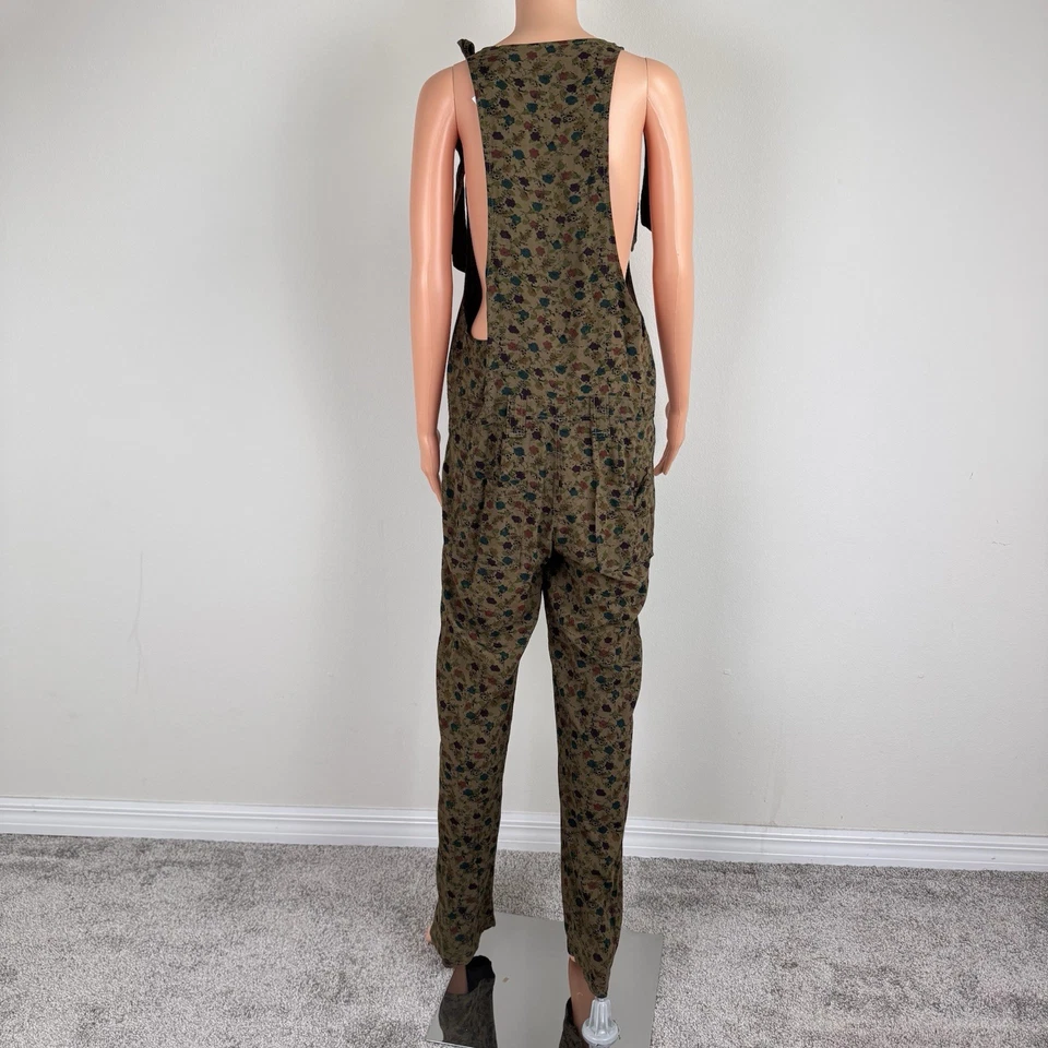 Mono Free People Floral Talla 10 Boho Retro Cottage Verde Rayón Foto 3 de 4