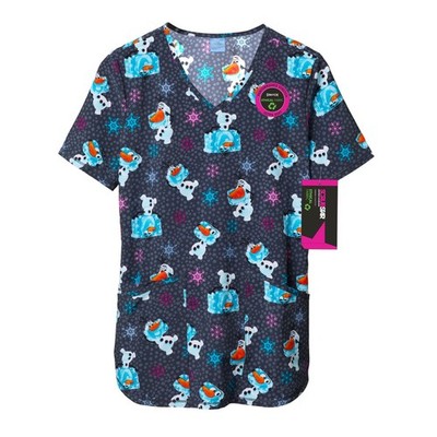 Scrubstar Women's Olaf Meltdown Christmas Scrub Top V Neck NEW! Free Shipping!