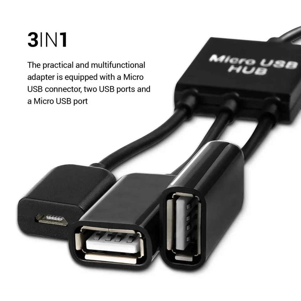 Adattatore Hub OTG 3in1 Micro USB Type-C Compatibile Smartphone e Tablet - Imagen 3 de 4