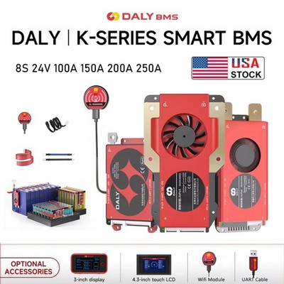 DALY Smart BMS LiFePo4 8S 24V 100A 150A 250A BMS w/Balnce &Bluetooth Module lot