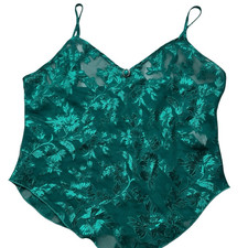 VINTAGE COLESCE COLLECTION Women  s Emerald Green Jacquard Sheer Camisole Size Sm