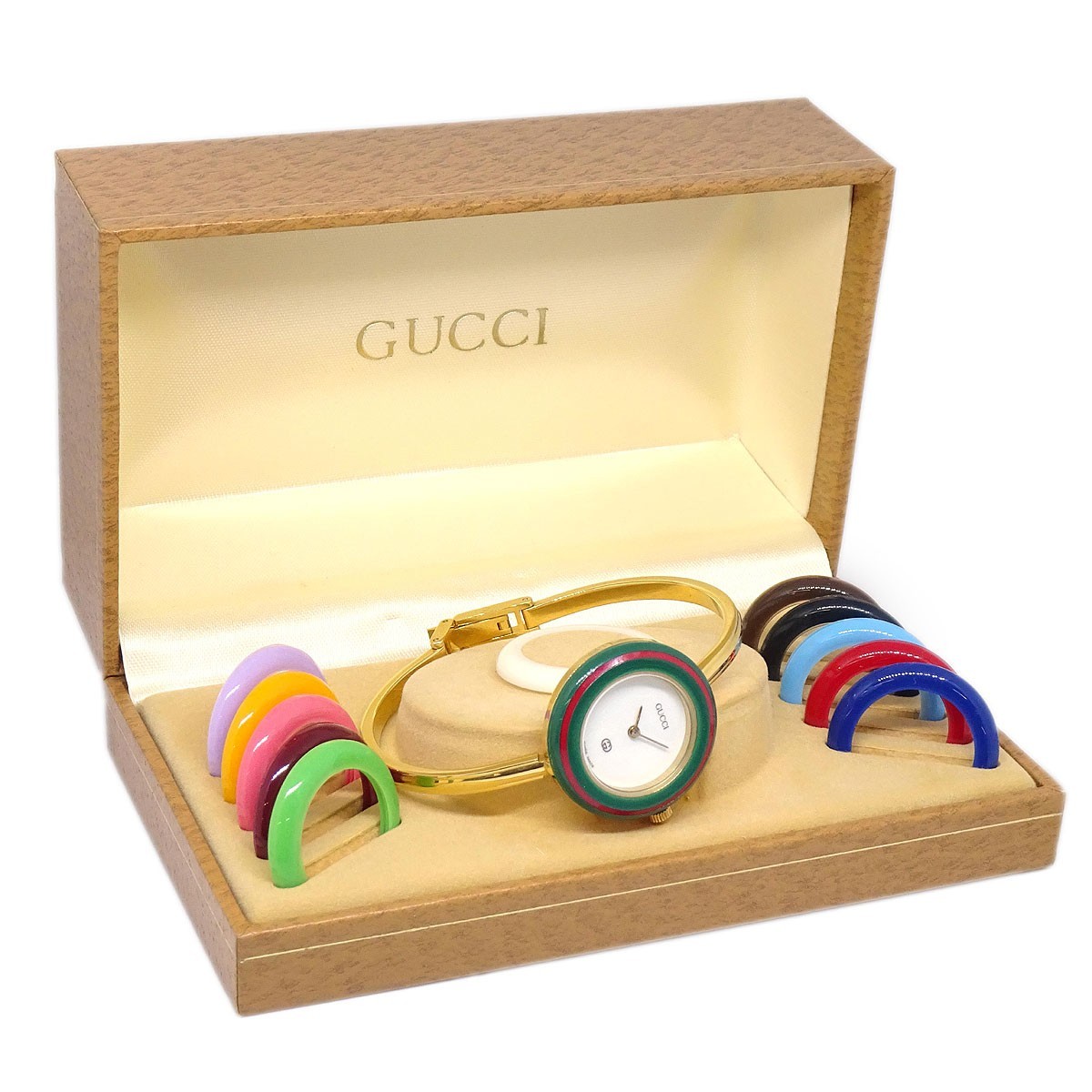 Gucci 1100-L Change Bezel Chameleon Quartz Watch SS 117917  display picture 1