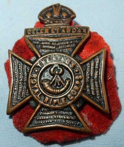 WW1 KRRC THE KINGS ROYAL RIFLE CORPS MILITARY LAPEL BADGE WORLD WAR I