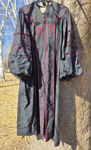 Tolberts Vintage Black Red Cross Clergy Pulpit Robes Mens Size Large L