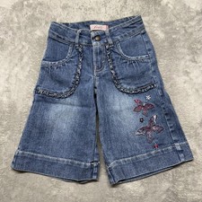 VTG Y2K Toddler Levi  s Jeans Wide Leg Embroidered Butterflies Size 5 Blue Denim