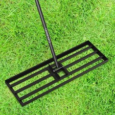 Lawn Leveling Rake Long Handle Heavy Duty Stainless Steel Soil Grass Garden