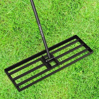 Rasen Nivellierrechen langer Stiel strapazierfähig Edelstahl Boden Gras Garten