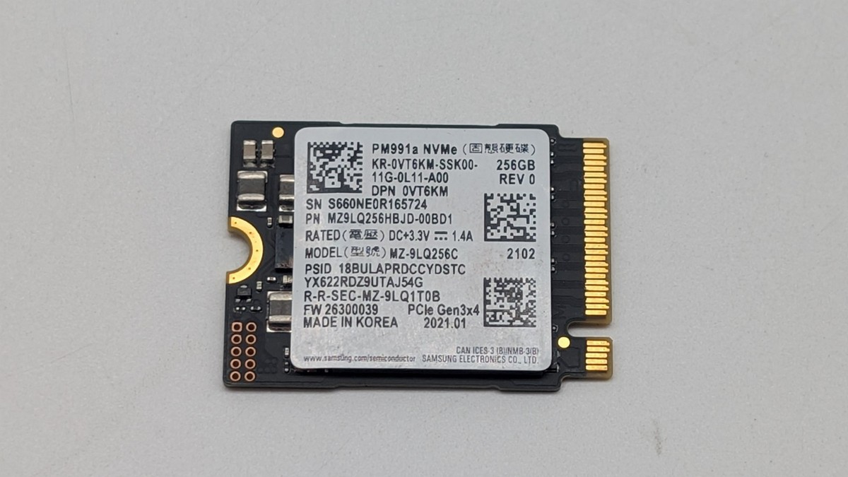 Samsung PM991a 256GB NVMe PCIE SSD Hard Drive M.2 2230 Card