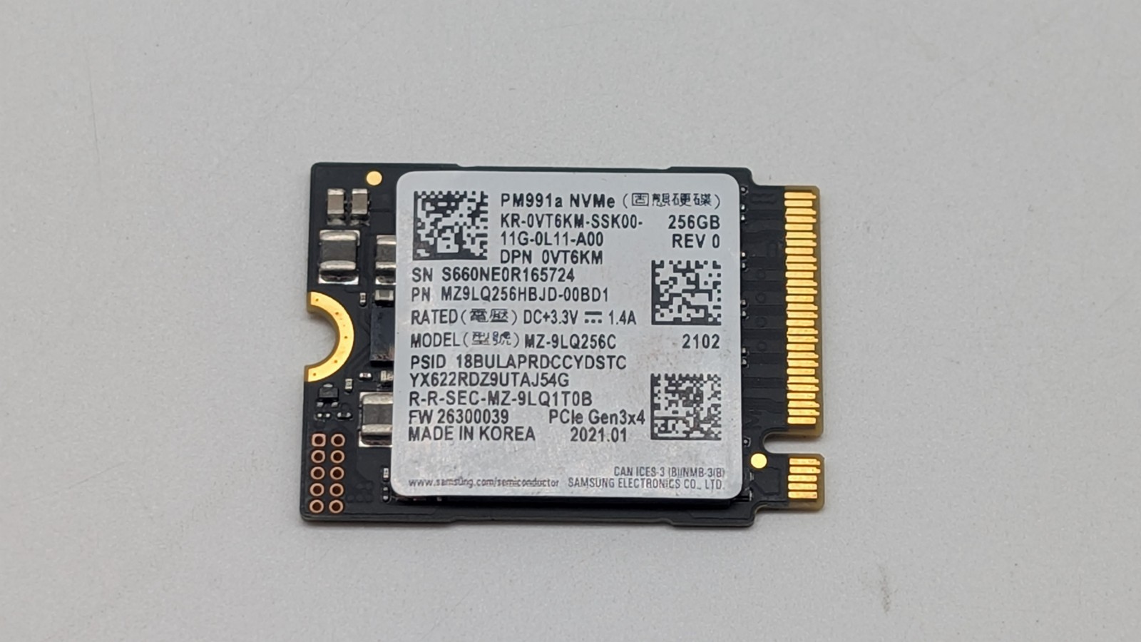 PM991a NVMe 256GB M.2 SSD 4枚セット【0409SA3】 Samsung 256GB NVMe M.2 PCle SSD Gen 3x4 PM991a Dell P/N: VT6KM | eBay